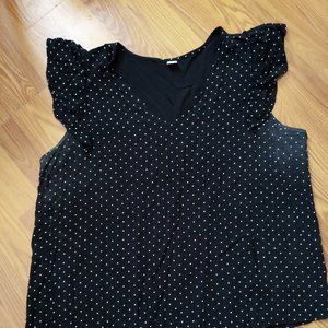 Old Navy Black Polka Dot V-Neck Sleeveless Blouse
